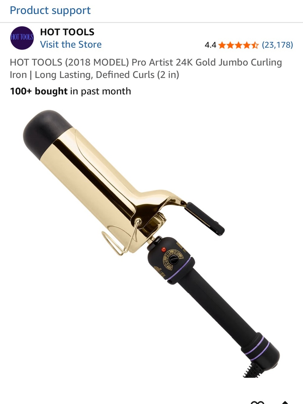 24K Gold Jumbo Curling Iron - Gold and Black